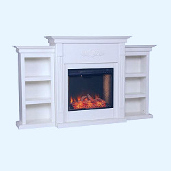 Southern Enterprises Bettram Alexa-Enabled 70.25 in. Bookcase Electric  Smart Fireplace in Ivory HD014197 - The Home Depot